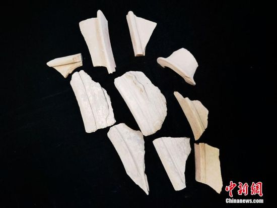 圖為靜寧縣賈河鄉(xiāng)竇坪村出土的彩陶片、紅陶片。 夏劍鋒 攝