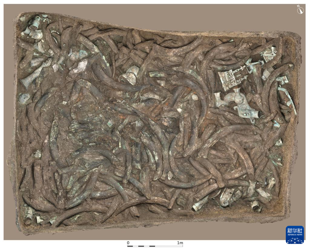 四川廣漢市三星堆商代遺址八號坑（資料圖）。