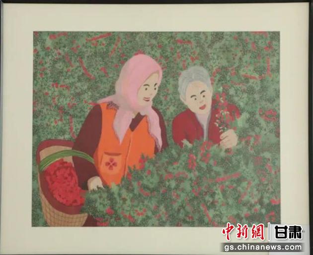 靖遠(yuǎn)縣枸杞種植業(yè)帶動(dòng)10多萬(wàn)農(nóng)民脫貧致富。刺繡 王明風(fēng) 繡稿 胡靜