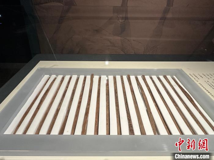 圖為甘肅簡(jiǎn)牘博物館展陳的漢簡(jiǎn)。中新社記者 戴文昌 攝