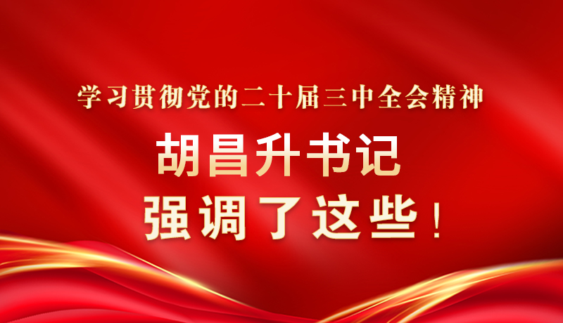 圖解|學(xué)習(xí)貫徹黨的二十屆三中全會(huì)精神 胡昌升書(shū)記強(qiáng)調(diào)了這些！