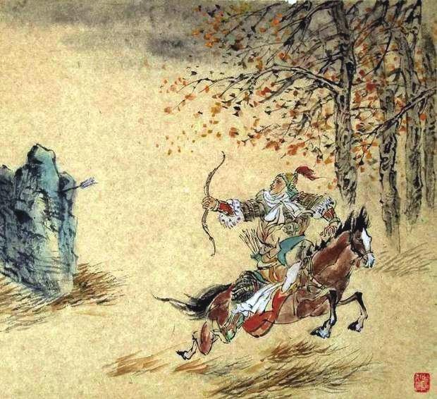 “林暗草驚風(fēng)，將軍夜引弓?！碑?huà)作